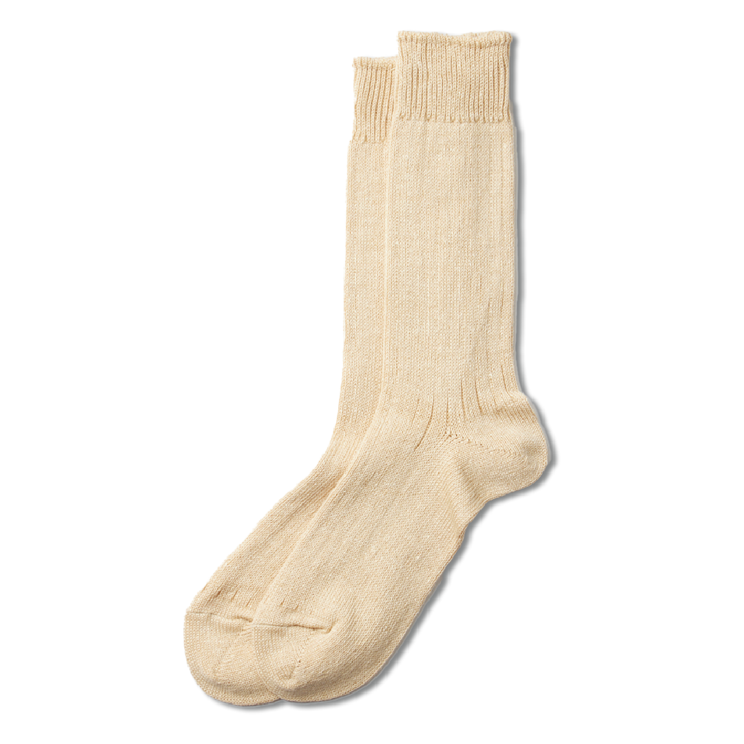 ROTOTO Linen Cotton Crew Sock - Beige