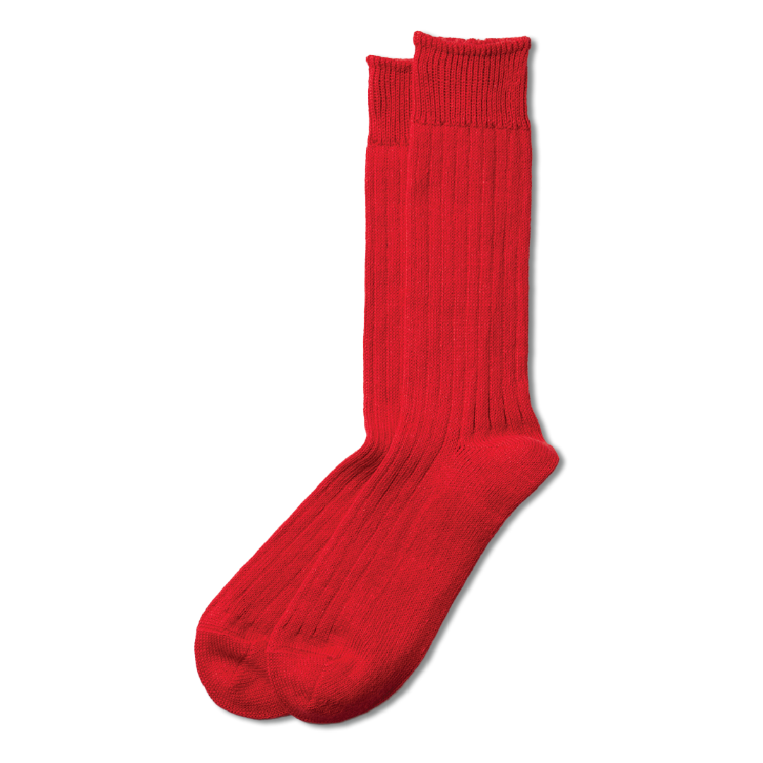 ROTOTO Linen Cotton Crew Sock – red